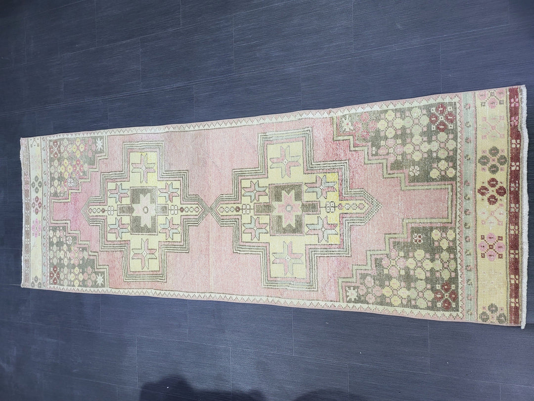 Rust Turkish Runner Rug 2' 8" x 7' 8" Hand-Knotted close-up