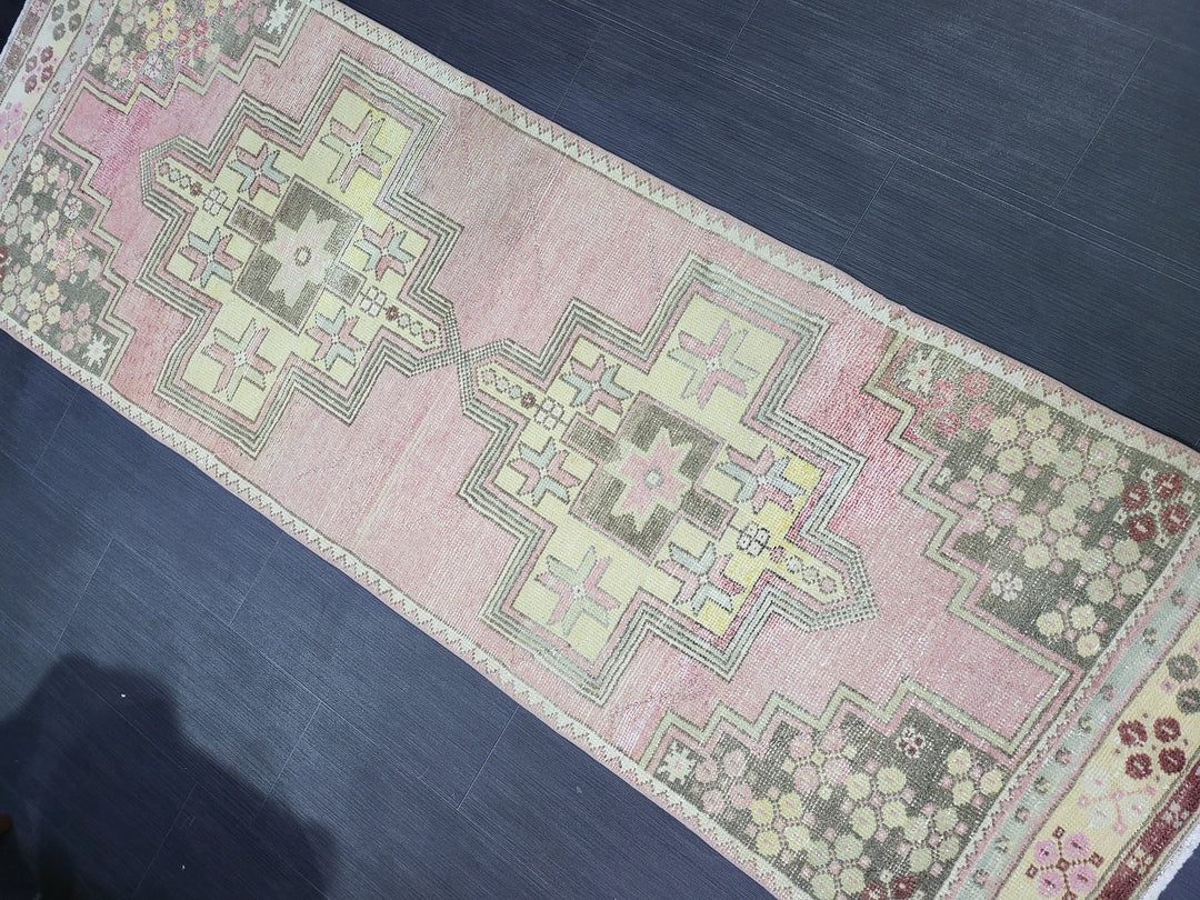 Rust Turkish Runner Rug 2' 8" x 7' 8" Hand-Knotted pattern