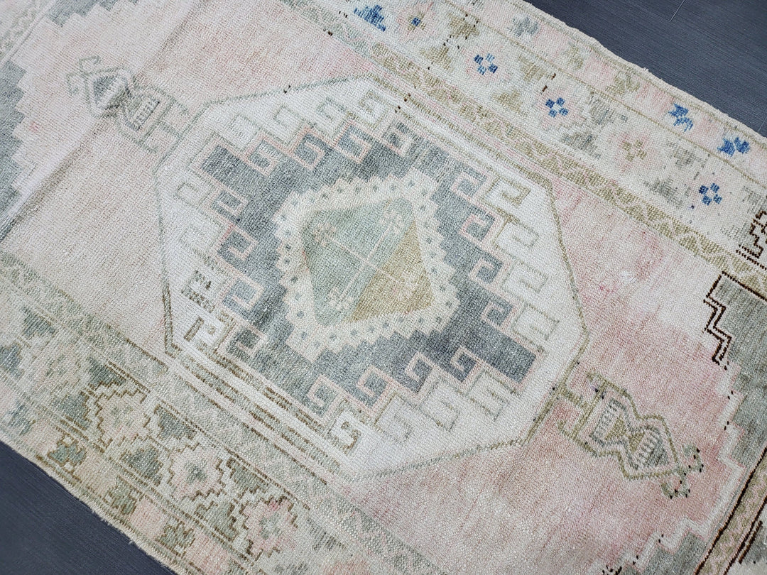 Navy Turkish Runner Rug 3' 6" x 5' 10" Hand-Knotted close-up