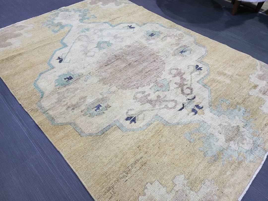 Blue Turkish Runner Rug 3' 11" x 5' 8" Hand-Knotted | No. WR81811