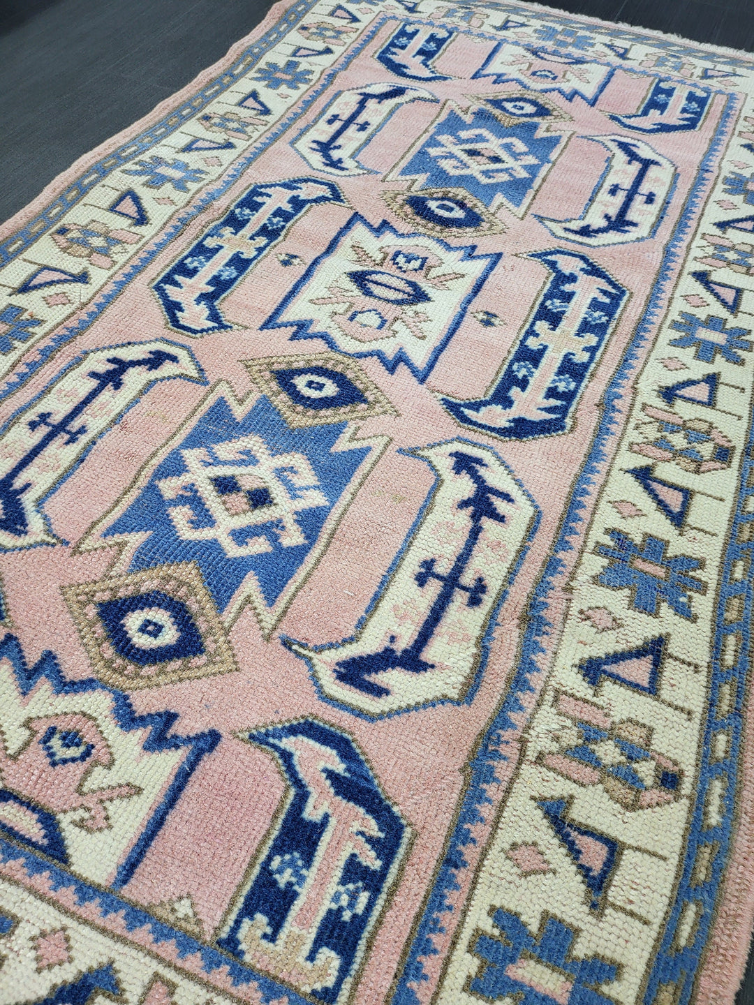 Beige Turkish Runner Rug 2' 11" x 5' Hand-Knotted reverse