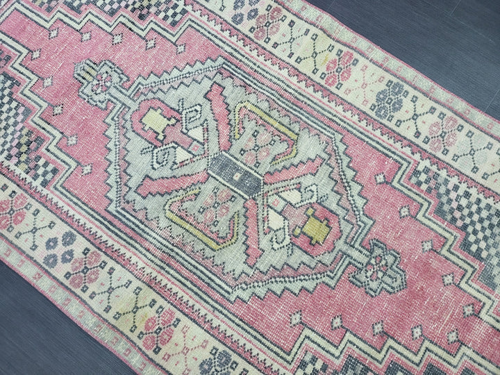 Beige Turkish Runner Rug 3' 4" x 6' 6" Hand-Knotted close-up
