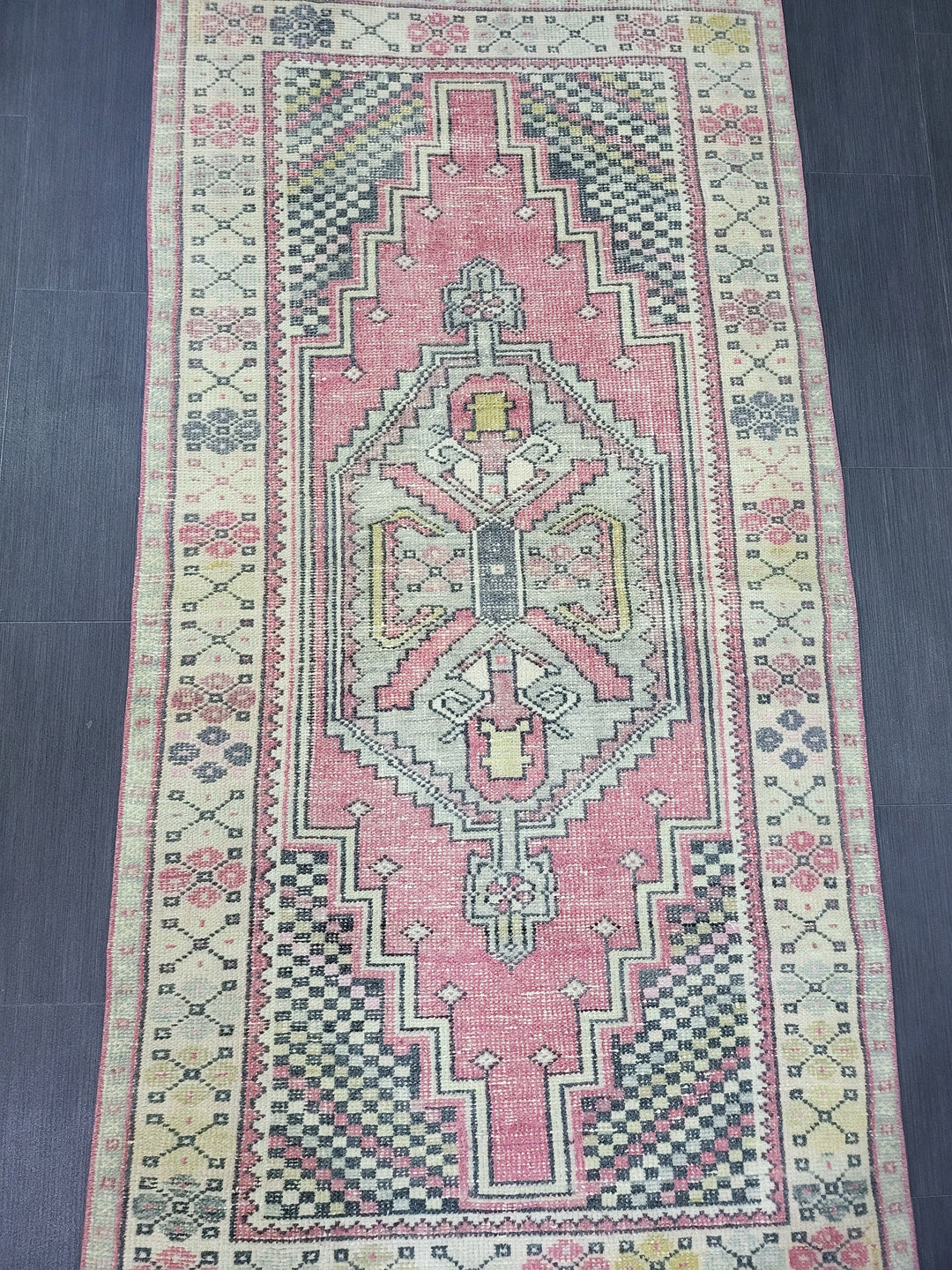Beige Turkish Runner Rug 3' 4" x 6' 6" Hand-Knotted reverse