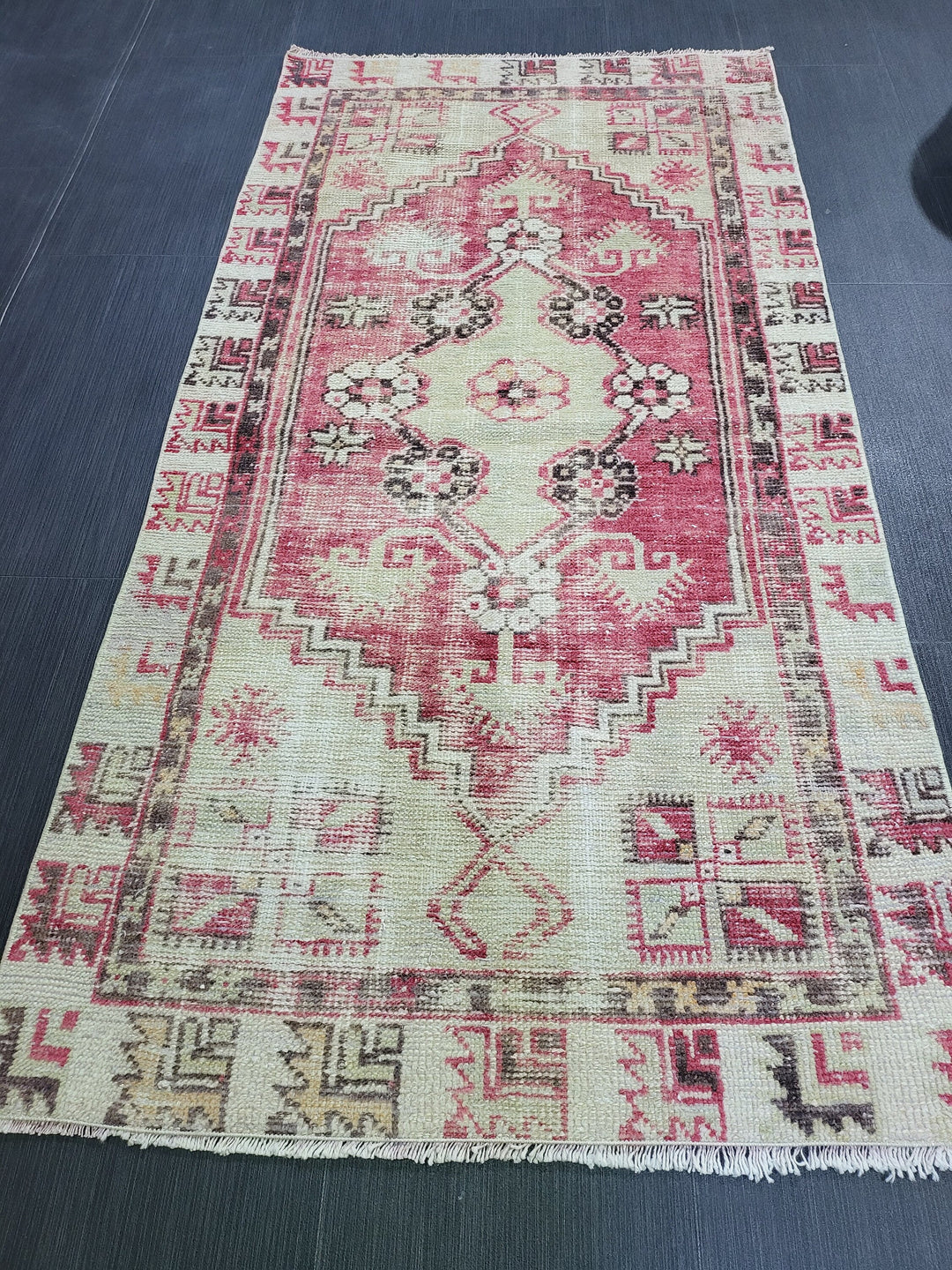Beige Turkish Runner Rug 2' 5" x 4' 10" Hand-Knotted view