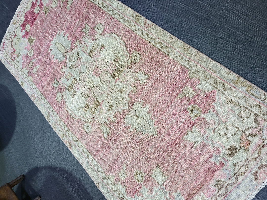 Beige Turkish Runner Rug 2' 1" x 4' 8" Hand-Knotted view 9