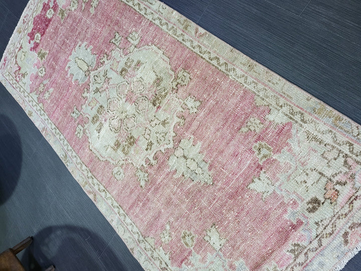 Beige Turkish Runner Rug 2' 1" x 4' 8" Hand-Knotted view 9