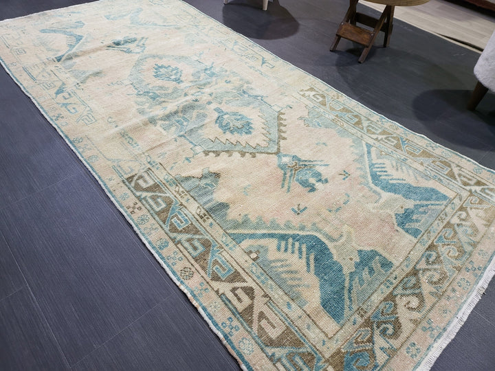 Beige Turkish Runner Rug 3' 4" x 7' 2" Hand-Knotted