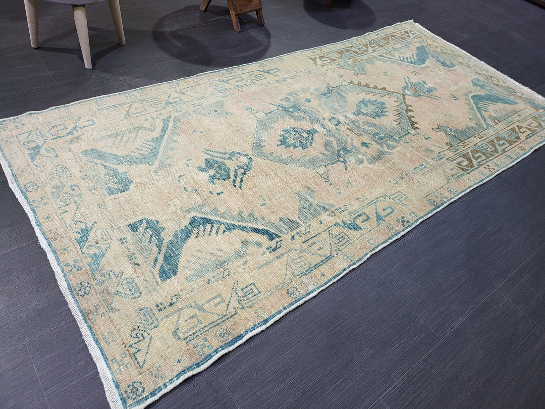 Beige Turkish Runner Rug 3' 4" x 7' 2" Hand-Knotted view 9