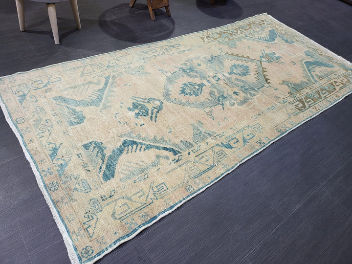 Beige Turkish Runner Rug 3' 4" x 7' 2" Hand-Knotted view 9