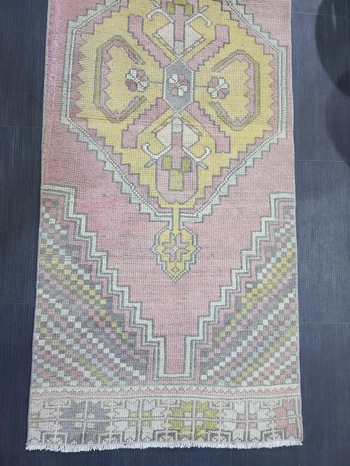 Beige Turkish Runner Rug 2' 6" x 10' 2" Hand-Knotted field