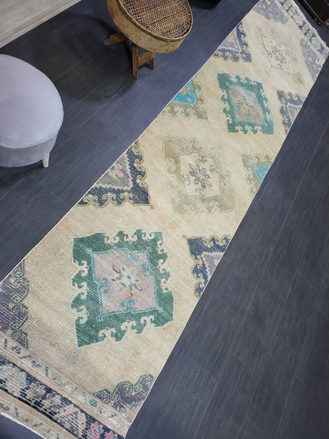 Turkish Runner Rug 2' 10" x 12' 7" Hand-Knotted border