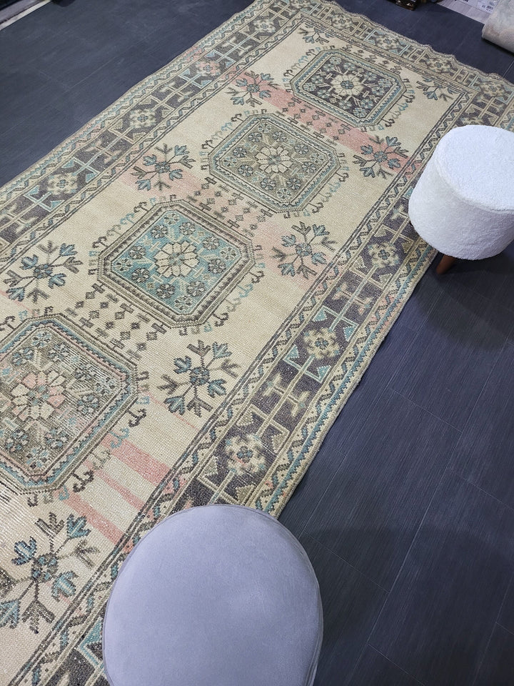 Turkish Runner Rug 4' 7" x 11' 6" Hand-Knotted reverse