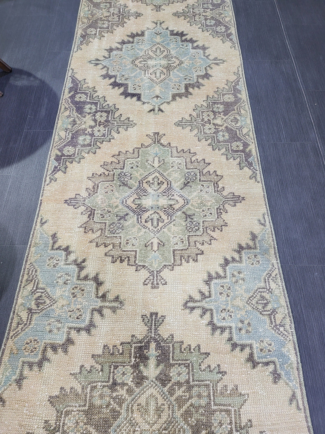 Blue Turkish Runner Rug 2' 8" x 11' 2" Hand-Knotted | No. WR12597