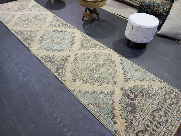Blue Turkish Runner Rug 2' 8" x 11' 2" Hand-Knotted | No. WR12597
