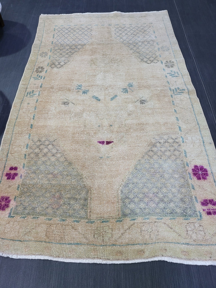 Rust Turkish Runner Rug 3' 4" x 5' 8" Hand-Knotted border