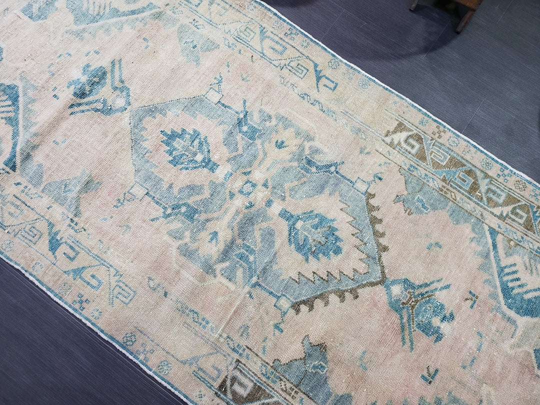 Beige Turkish Runner Rug 3' 4" x 7' 2" Hand-Knotted detail