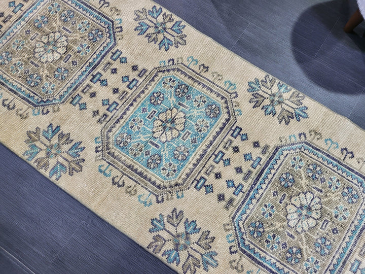Beige Turkish Runner Rug 2' 6" x 11' 2" Hand-Knotted view 9