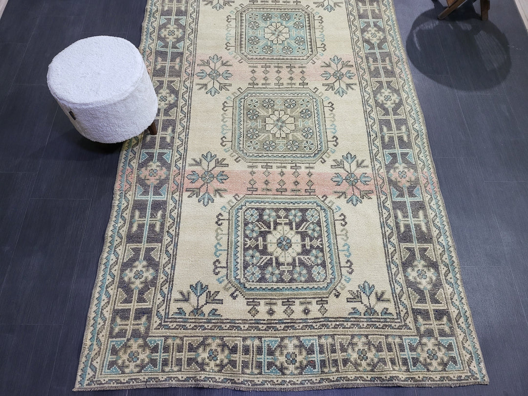 Turkish Runner Rug 4' 7" x 11' 6" Hand-Knotted field