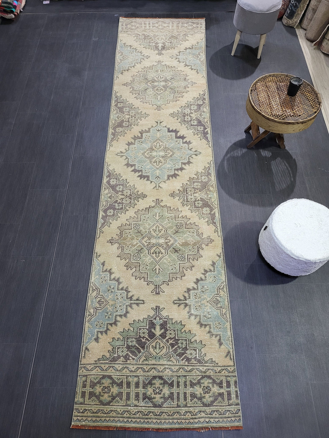 Blue Turkish Runner Rug 2' 8" x 11' 2" Hand-Knotted | No. WR12597