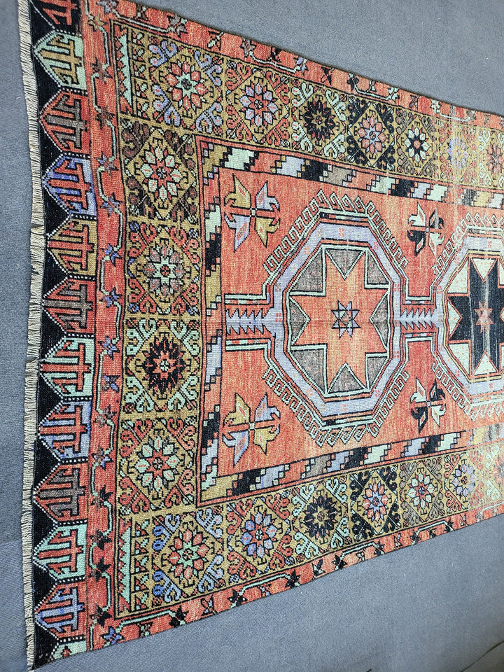 Rust Turkish Runner Rug 12' 7" x 30' 7" Hand-Knotted detail