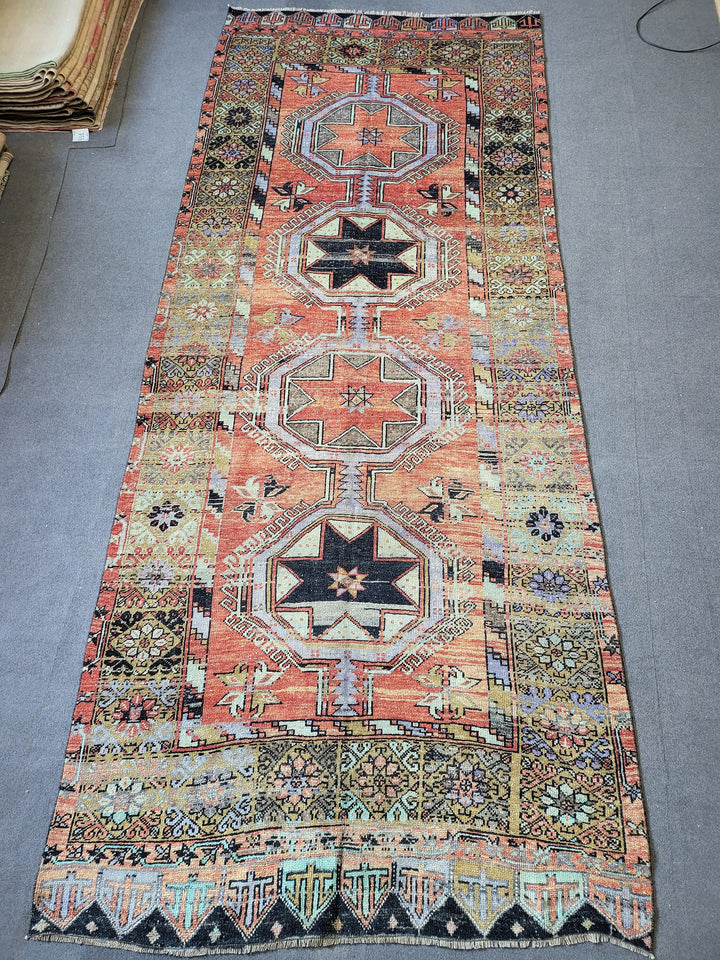 Rust Turkish Runner Rug 12' 7" x 30' 7" Hand-Knotted texture
