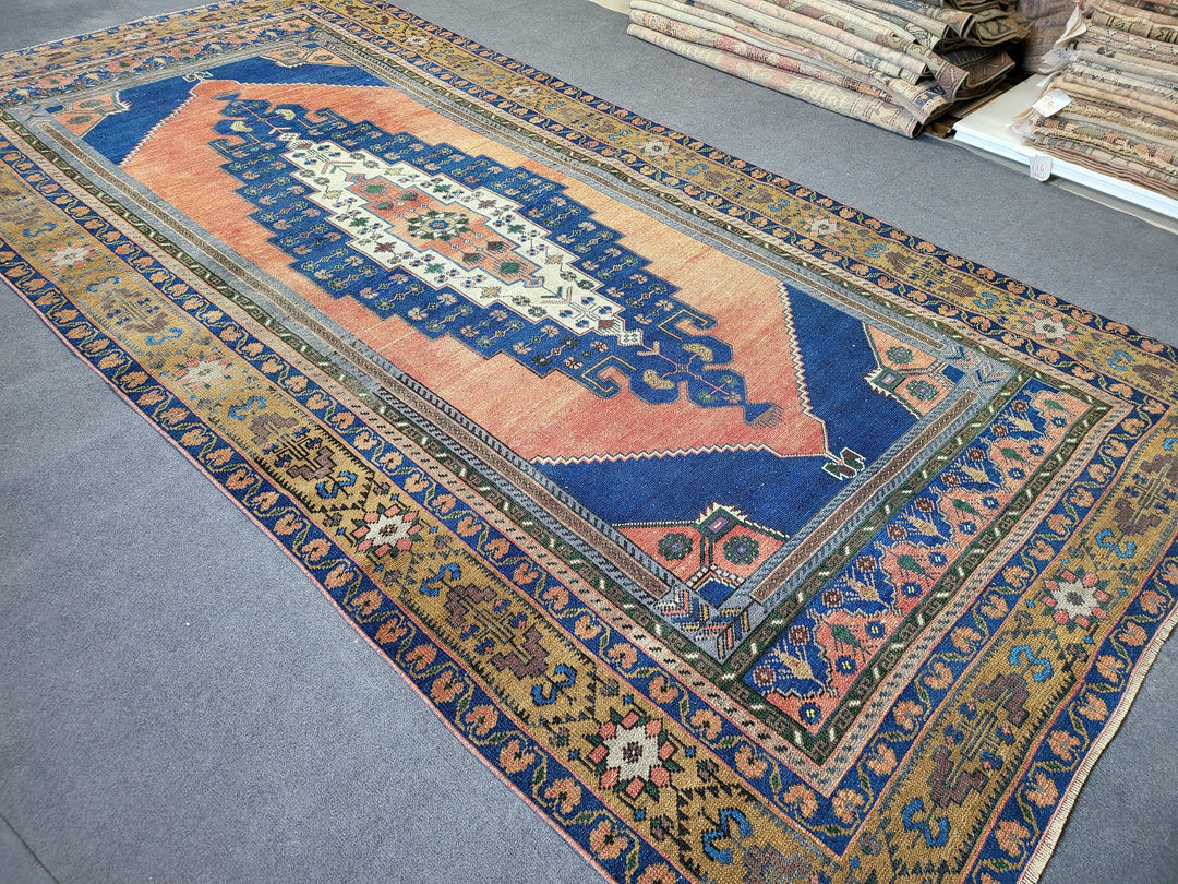 Beige Turkish Runner Rug 5' 7" x 11' Hand-Knotted