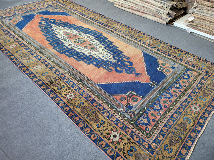 Beige Turkish Runner Rug 5' 7" x 11' Hand-Knotted