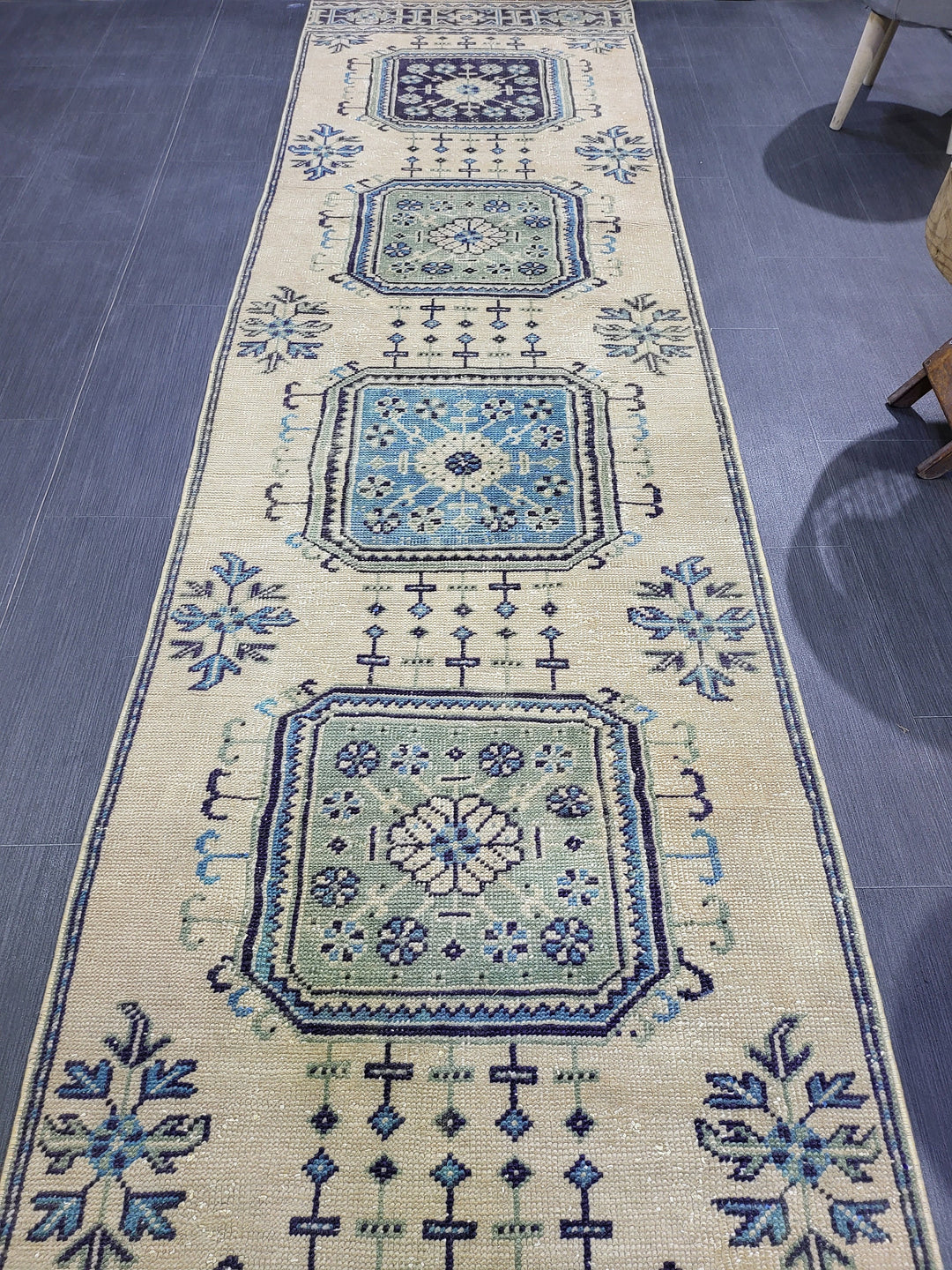Turkish Runner Rug 2' 9" x 11' 3" Hand-Knotted texture