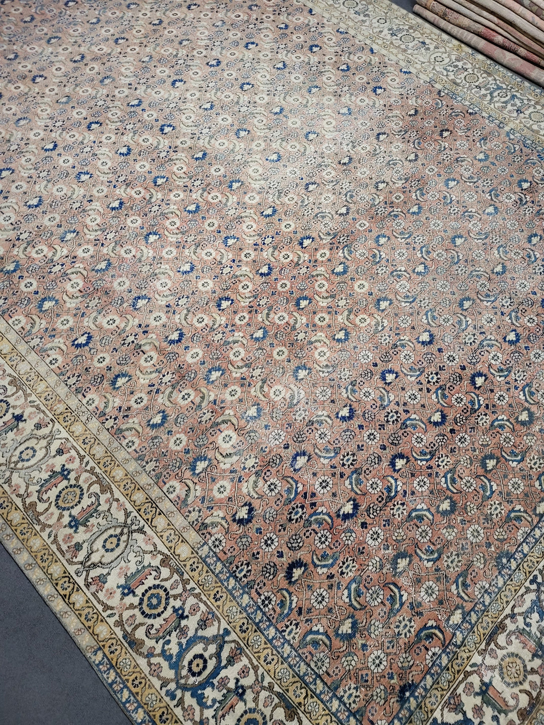 Turkish Oushak Rug 9' 1" x 12' 8" Hand-Knotted detail