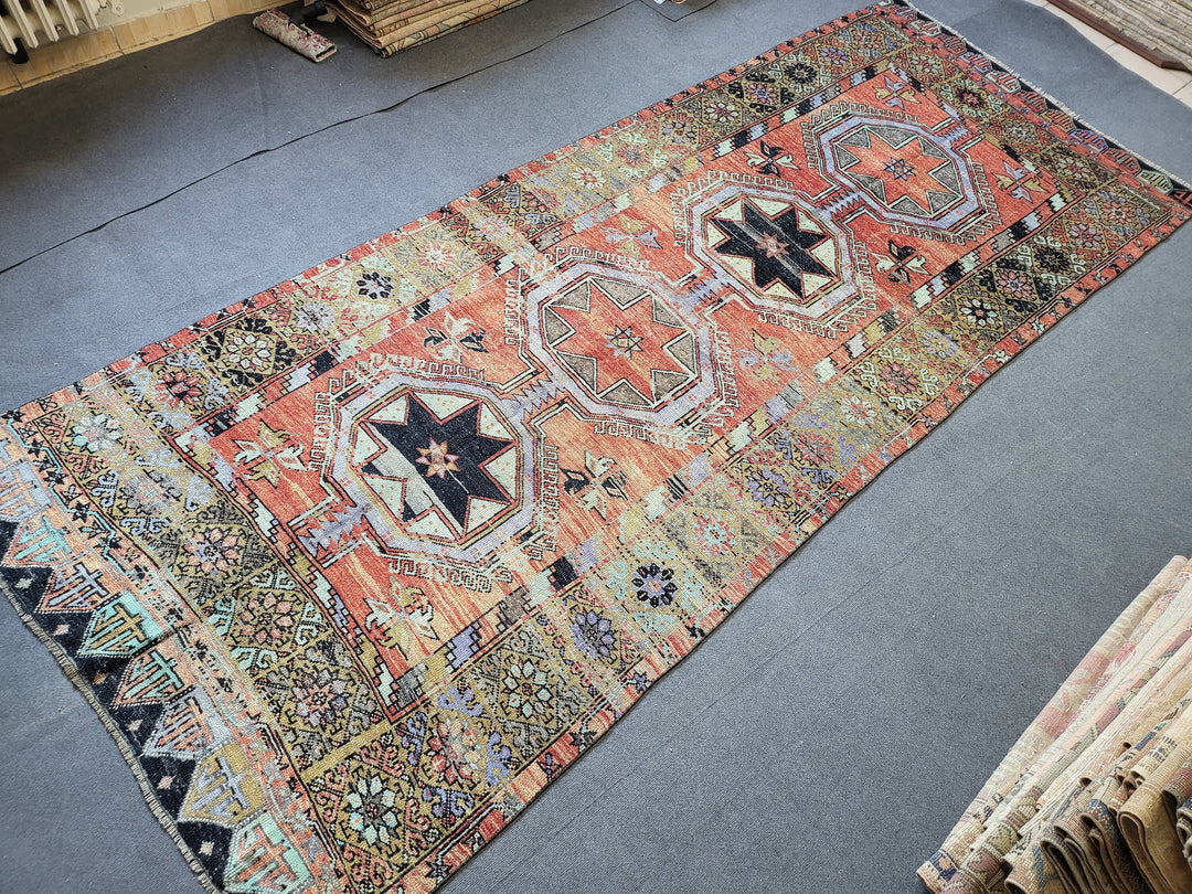 Rust Turkish Runner Rug 12' 7" x 30' 7" Hand-Knotted border