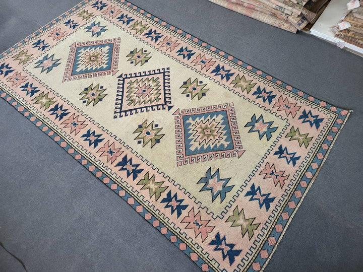 Blue Turkish Oushak Rug 4' 11" x 8' 8" Hand-Knotted | No. WR76110