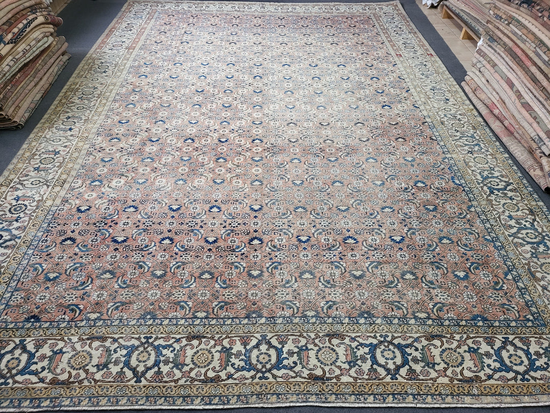 Turkish Oushak Rug 9' 1" x 12' 8" Hand-Knotted reverse