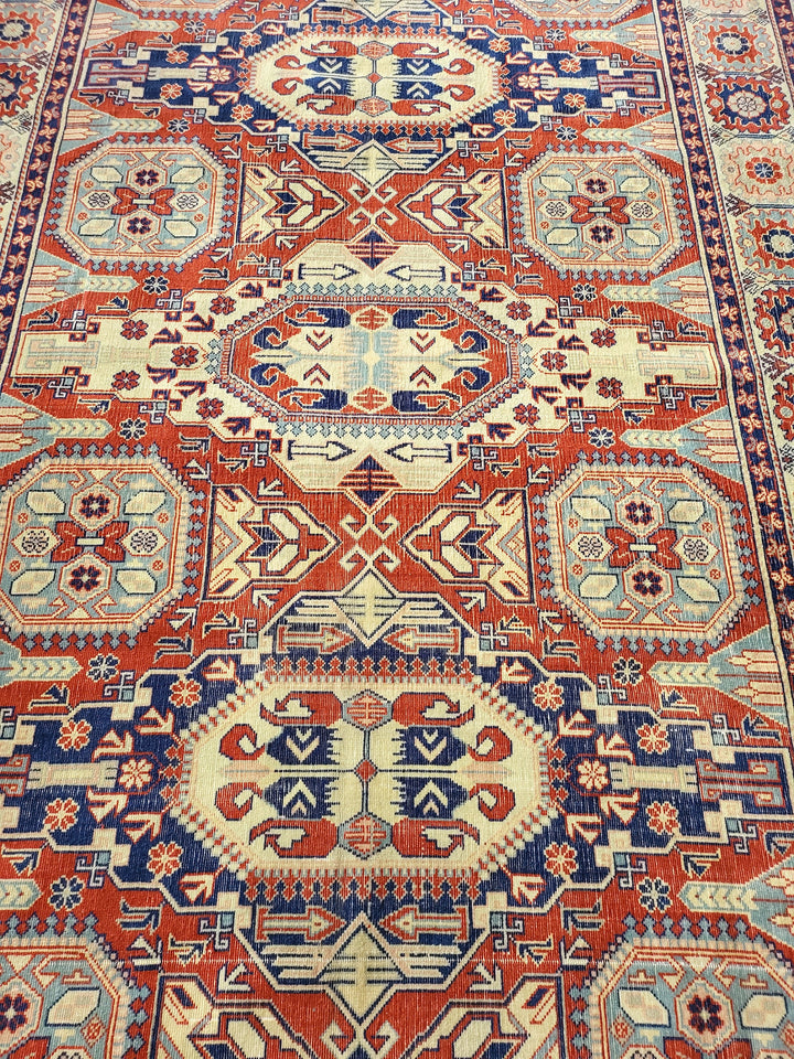 Beige Turkish Runner Rug 6' 5" x 9' 3" Hand-Knotted view