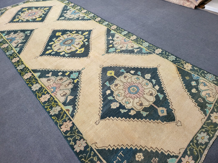 Navy Turkish Runner Rug 3' 10" x 9' 7" Hand-Knotted view