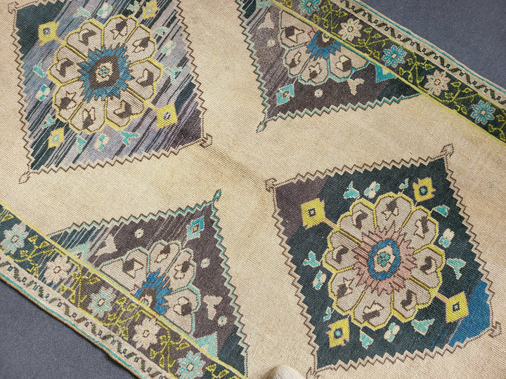 Navy Turkish Runner Rug 4' 2" x 10' 3" Hand-Knotted view 9