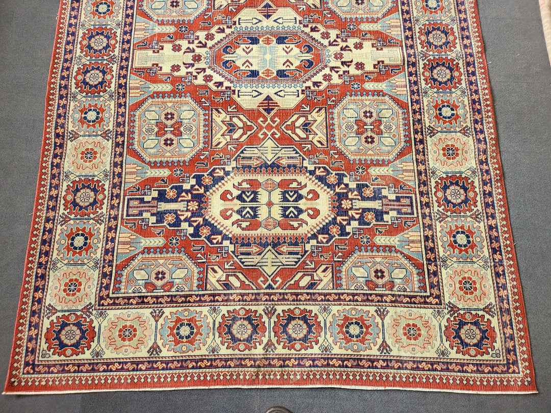 Beige Turkish Runner Rug 6' 5" x 9' 3" Hand-Knotted view 9