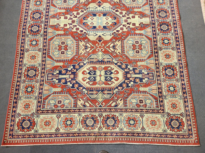 Beige Turkish Runner Rug 6' 5" x 9' 3" Hand-Knotted view 9