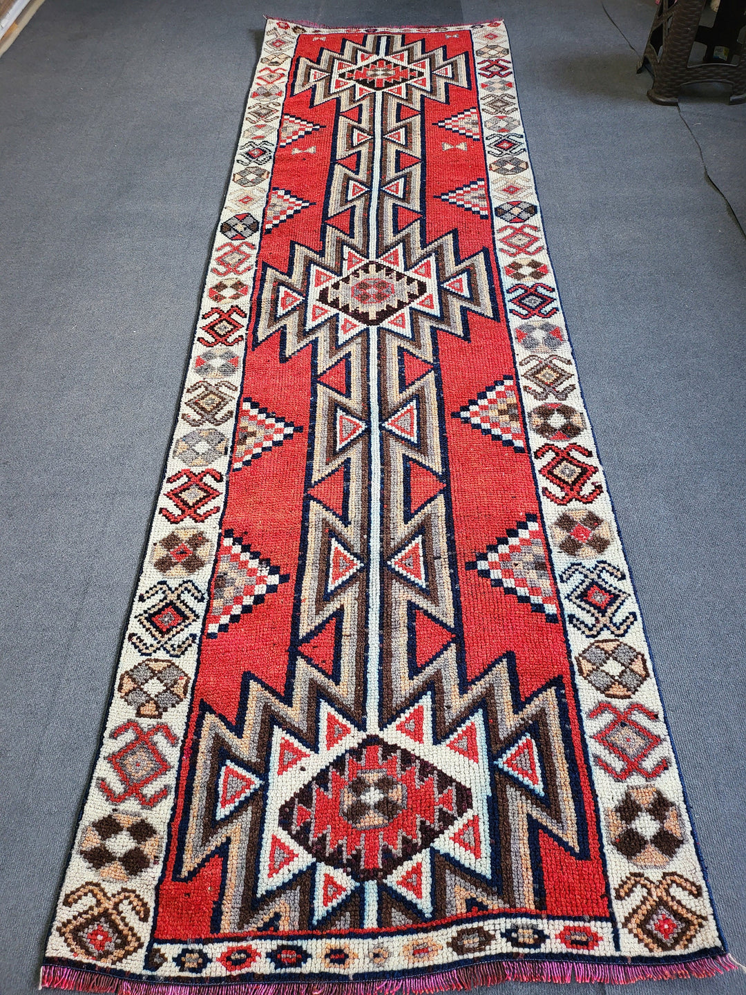 Beige Turkish Runner Rug 3' 3" x 11' 2" Hand-Knotted view 9