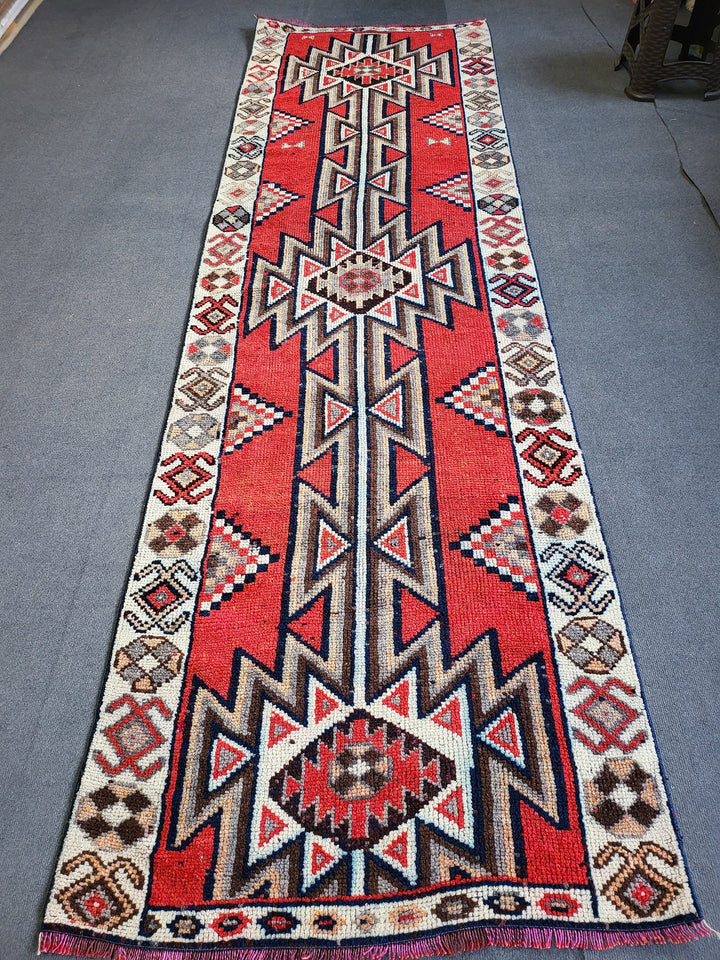 Beige Turkish Runner Rug 3' 3" x 11' 2" Hand-Knotted view 9