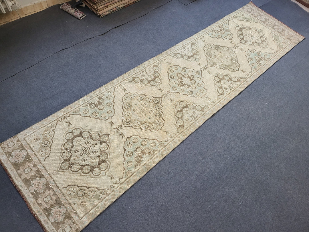Beige Turkish Runner Rug 2' 10" x 11' 3" Hand-Knotted view