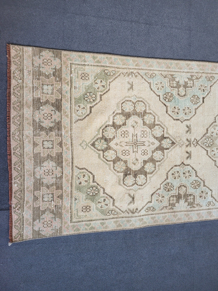 Beige Turkish Runner Rug 2' 10" x 11' 3" Hand-Knotted pattern