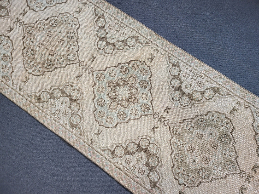 Beige Turkish Runner Rug 2' 10" x 11' 3" Hand-Knotted view 9