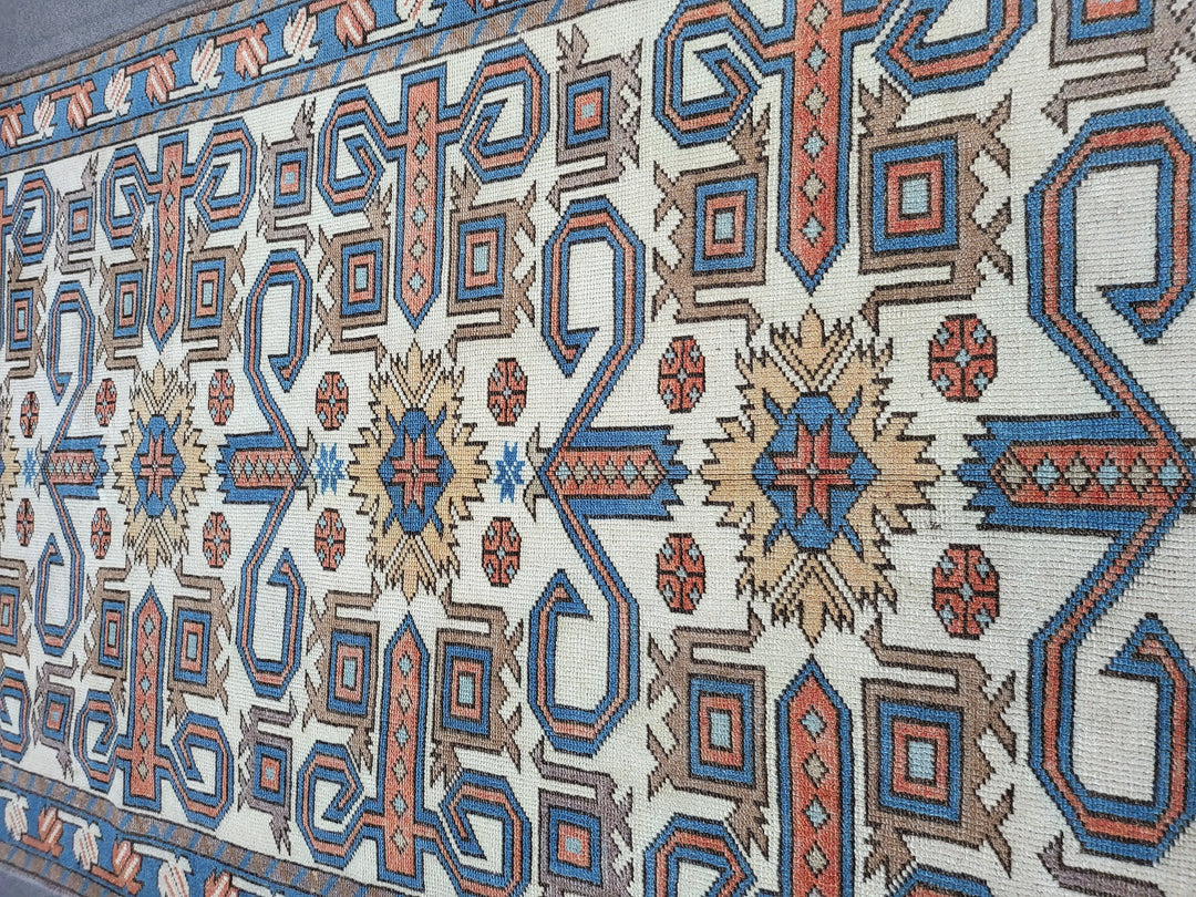 Blue Turkish Runner Rug 3' 6" x 6' 6" Hand-Knotted | No. WR55460