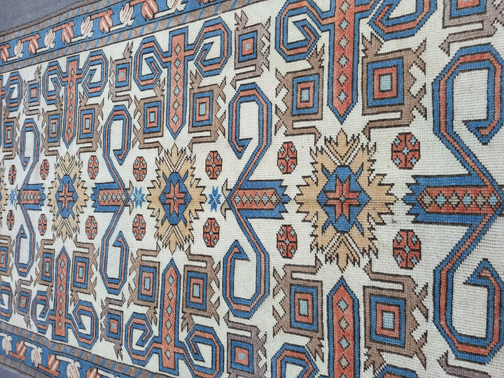 Blue Turkish Runner Rug 3' 6" x 6' 6" Hand-Knotted | No. WR55460