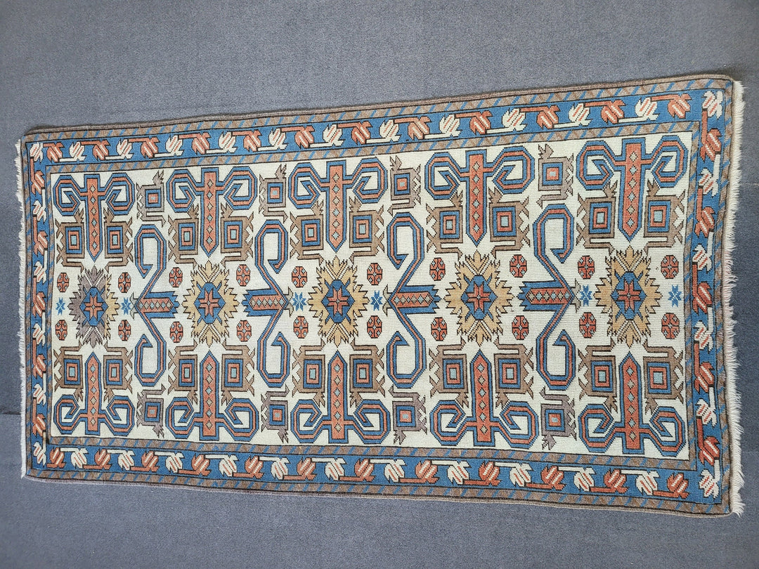 Blue Turkish Runner Rug 3' 6" x 6' 6" Hand-Knotted | No. WR55460