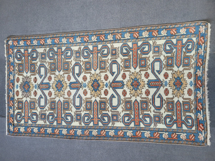 Blue Turkish Runner Rug 3' 6" x 6' 6" Hand-Knotted | No. WR55460