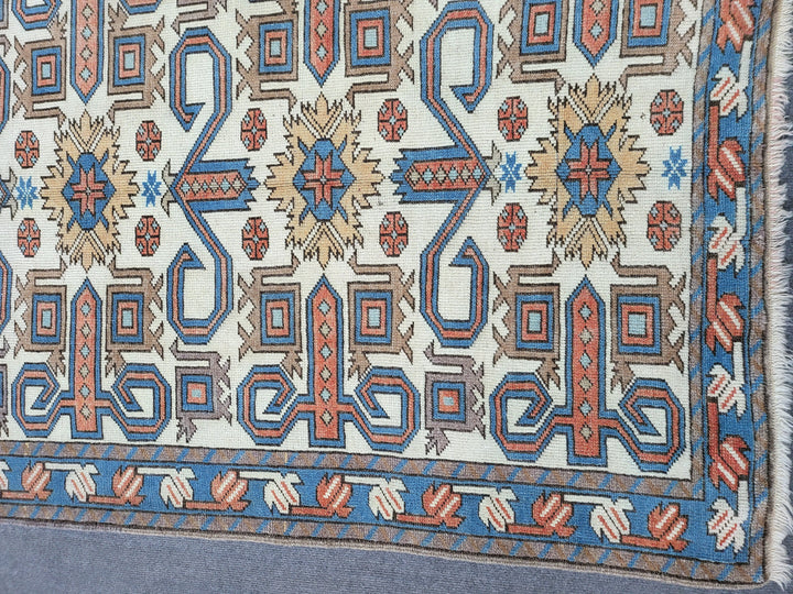 Blue Turkish Runner Rug 3' 6" x 6' 6" Hand-Knotted | No. WR55460