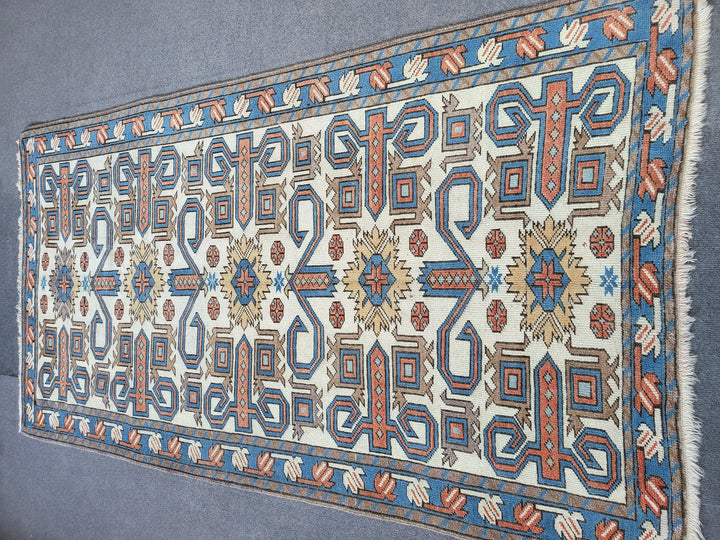 Blue Turkish Runner Rug 3' 6" x 6' 6" Hand-Knotted | No. WR55460