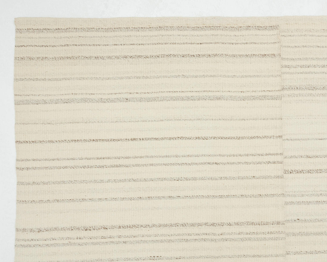Beige Turkish Kilim Rug 9' 6" x 13' 1" Flat-Weave pattern