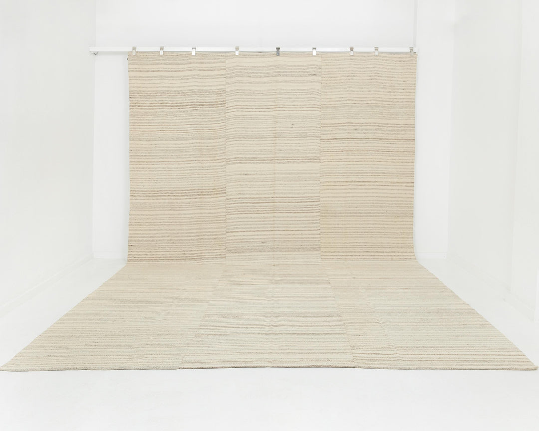 Beige Turkish Kilim Rug 10' 1" x 13' 4" Flat-Weave
